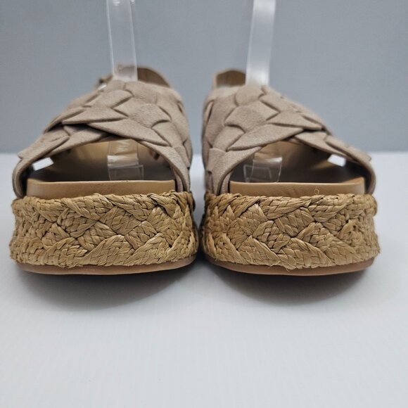 NEW Dolce Vita Winder Basketweave Sandal Womens 8 Camel Suede Slingback Platform - Picture 7 of 13